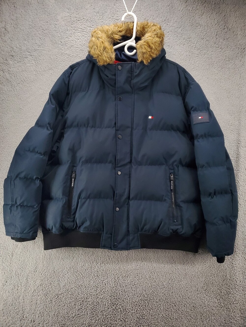 Tommy Hilfiger Arctic Cloth Quilted Snorkel Bomber Jacket Mens 3XL Puffer Blue